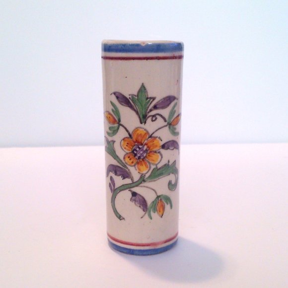 Hand Painted Floral Design Portugese Pottery Bud Vase Portugal